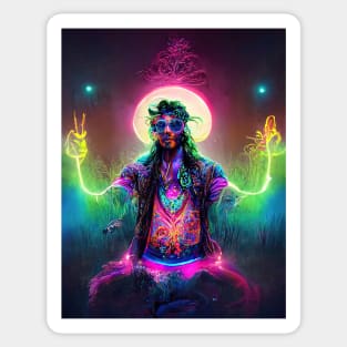 Meditating Enlightened Hippy, Lightworker Sticker